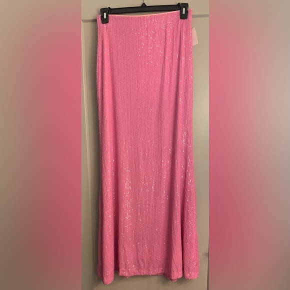 NWT Show Me Your Mumu x Barbie RSVP Skirt Size Large Pink Sequins Maxi Skirt - Picture 5 of 16